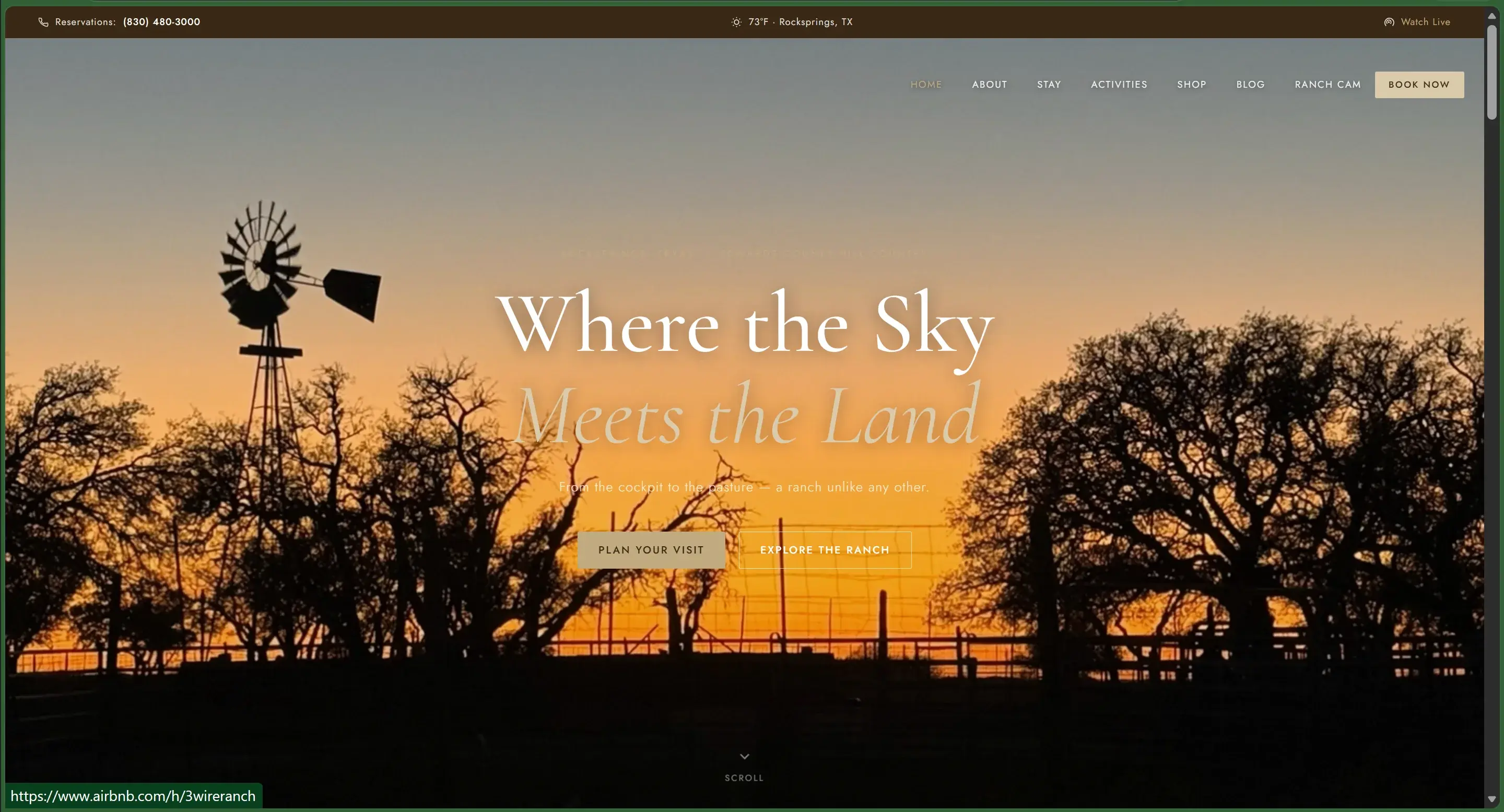 3-Wire Ranch homepage — Texas Hill Country destination site