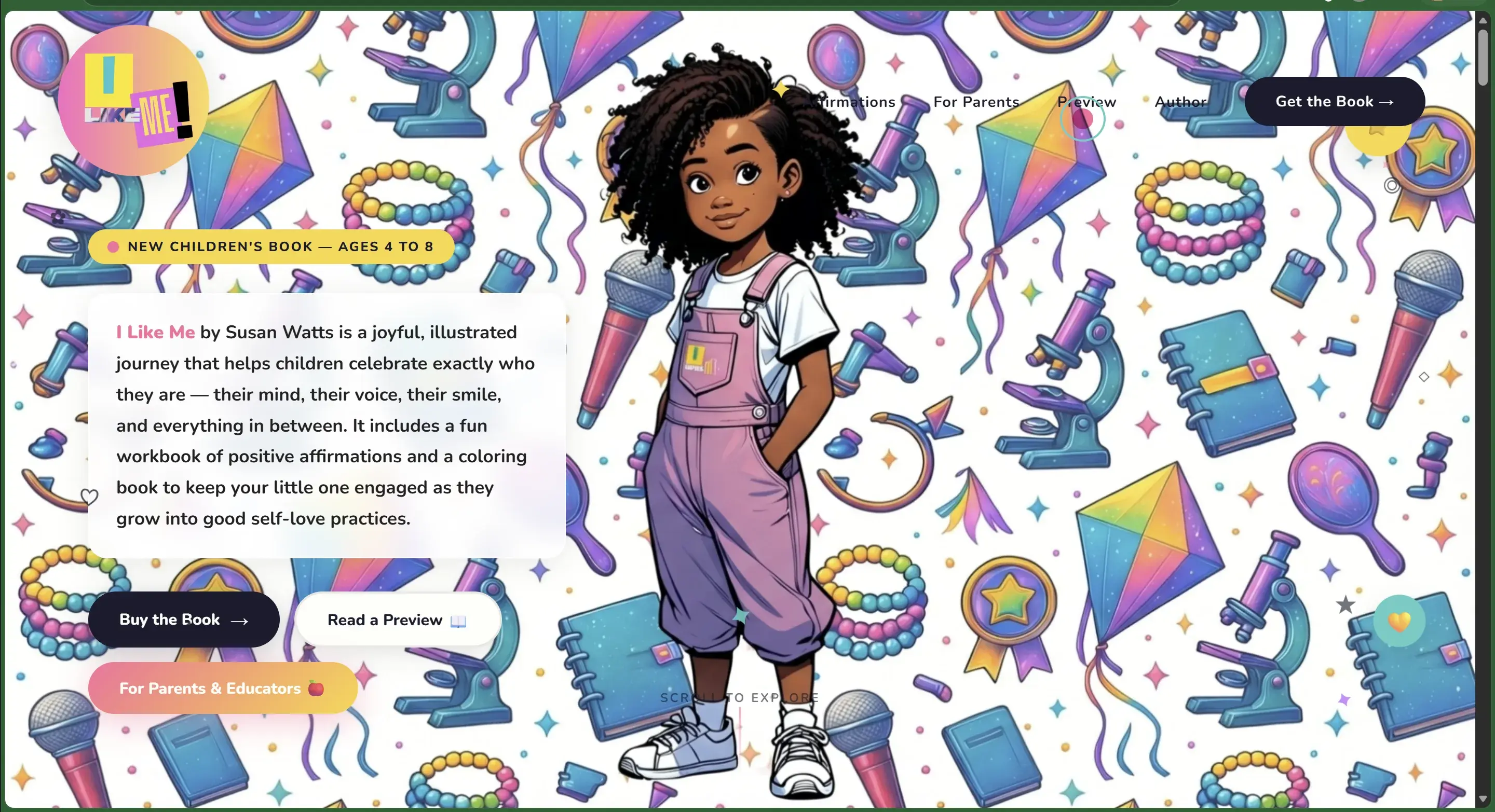 I Like Me children's book website hero